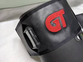 Super D Specialties Opelgtredpattrnb009 Opel Gt Console Bag Black Vinyl Extra Storage With Red Pattern Embroidery New