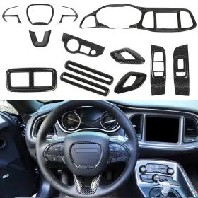 Tesin20250705bdaf245 Tesin 14x Carbon Fiber Full Interior Dashboard Cover Trim Kit For Dodge Challenger 15