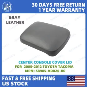58905-ad020-b0 Wahparts For 2005-2012 Toyota Tacoma Gray Leather Center Console Cover Lid