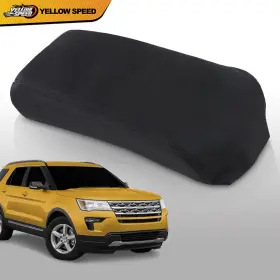 Yew92770 Yellowspeed Fit For Ford Explorer 2011-2018 Leather Console Lid Armrest Cover Black