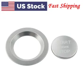 Yfoutlet 550749136657 Silver Keyless Engine Push Start Button With Ring For Land Rover And Jaguar Ignition