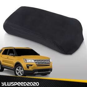Ylwspeed20 V-02itg12a5pbk Fit For 2011-2018 Ford Explorer Leather Console Lid Armrest Cover Black Stitch
