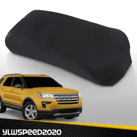 V-02itg12a5pbk Ylwspeed20 Fit For 2011-2018 Ford Explorer Leather Console Lid Armrest Cover Black Stitch