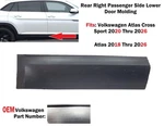 2018-26 Volkswagen Atlas Cross Sport Right Rear Door Lower Molding 3CN854950F9B9 Used. Price: $60.00.