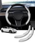 Canvcle Carbon Fiber Steering Wheel Cover For Tesla Model 3/Y Accessories New. Price: $49.98.