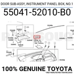 5504152010B0 Genuine Toyota Door Sub-assy, Instrument Panel Box, NO.1 New. Price: $107.69.